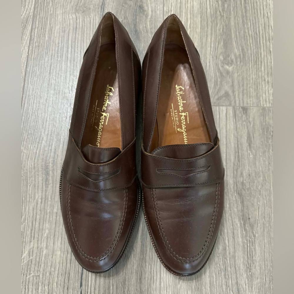 Salvatore Ferragamo Men's Dark Brown Leather Loafers